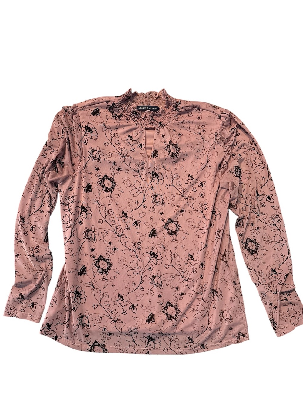Adrienne Vittadini Pink Floral Mock-Neck Blouse